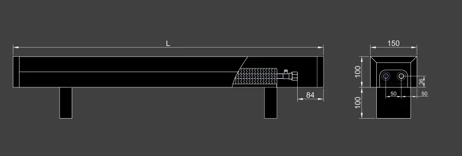 Floor convector VKF 100 150 2PH side connection