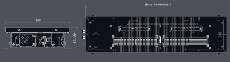 Конвектор электрический встраиваемый в пол 80 260