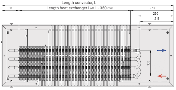 Convector heating embedded in the floor